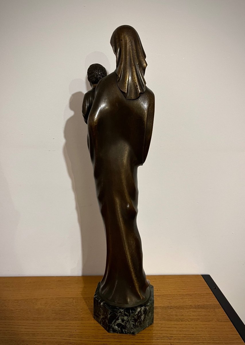 Isidro Juanico Plana - Vierge à l'Enfant En Bronze  -photo-1