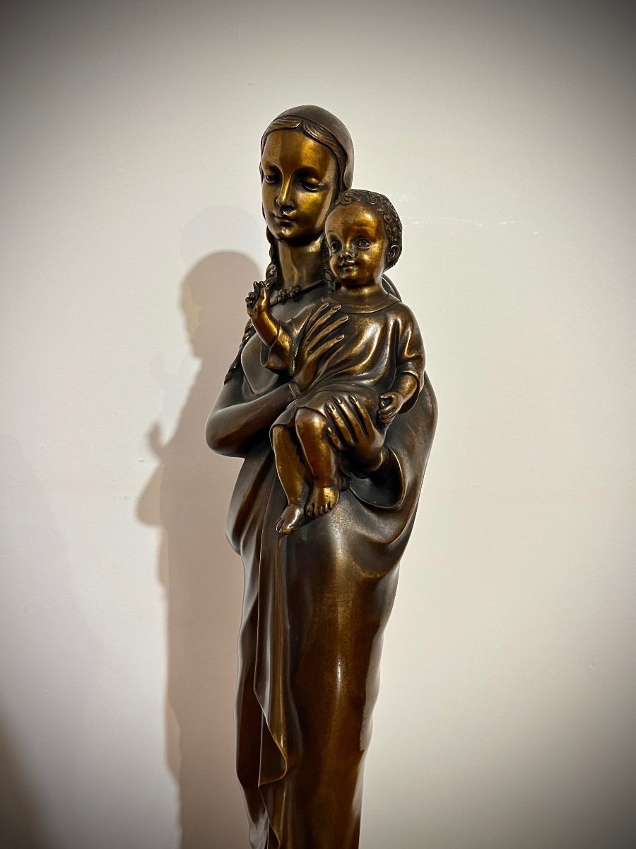 Isidro Juanico Plana - Vierge à l'Enfant En Bronze  -photo-2