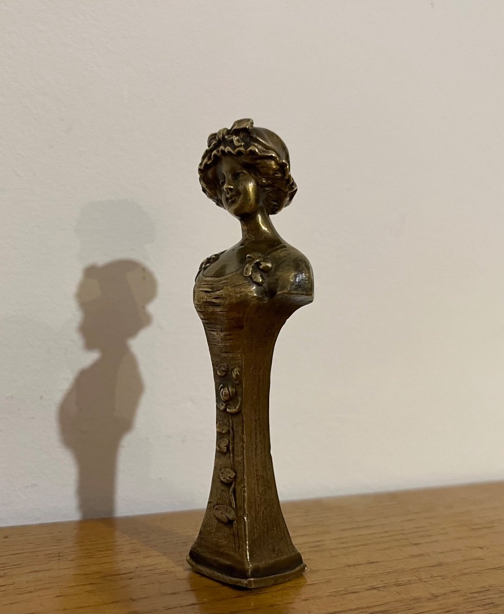 Buste/sceau En Bronze Art Nouveau -photo-2