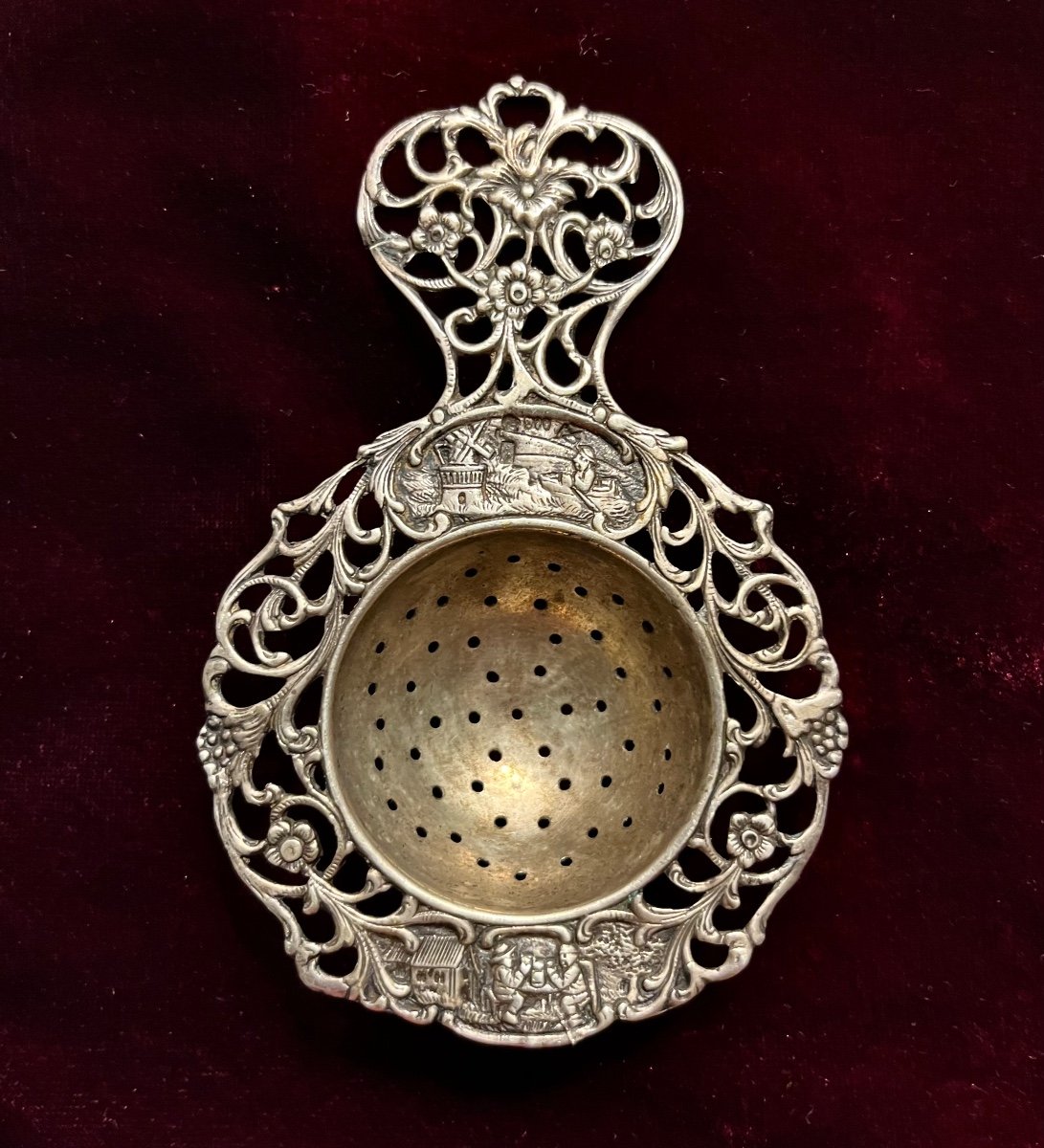 Silver Tea Strainer - Germany 19th Century 