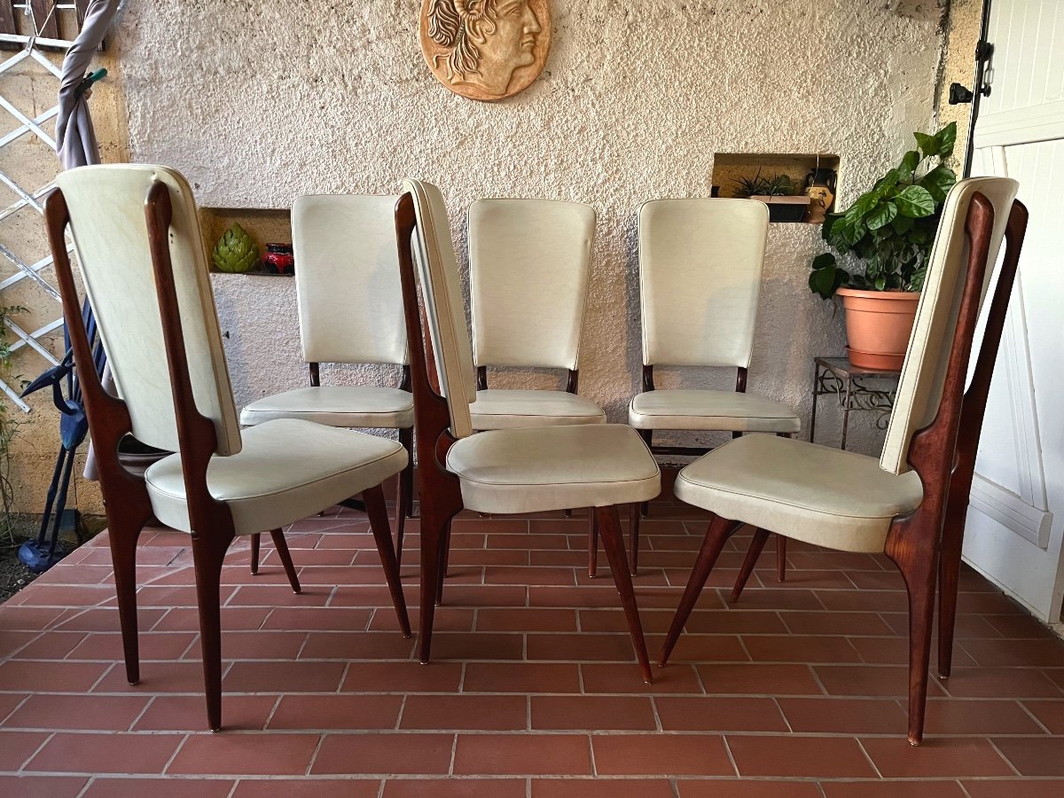 6 French Modernist Chairs By Maison Stella Circa 50 