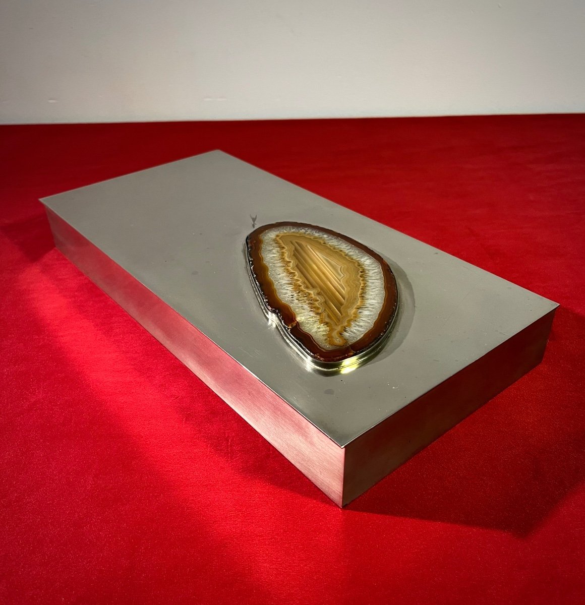 Maria Pergay - Silver Metal And Agate Box Circa 70