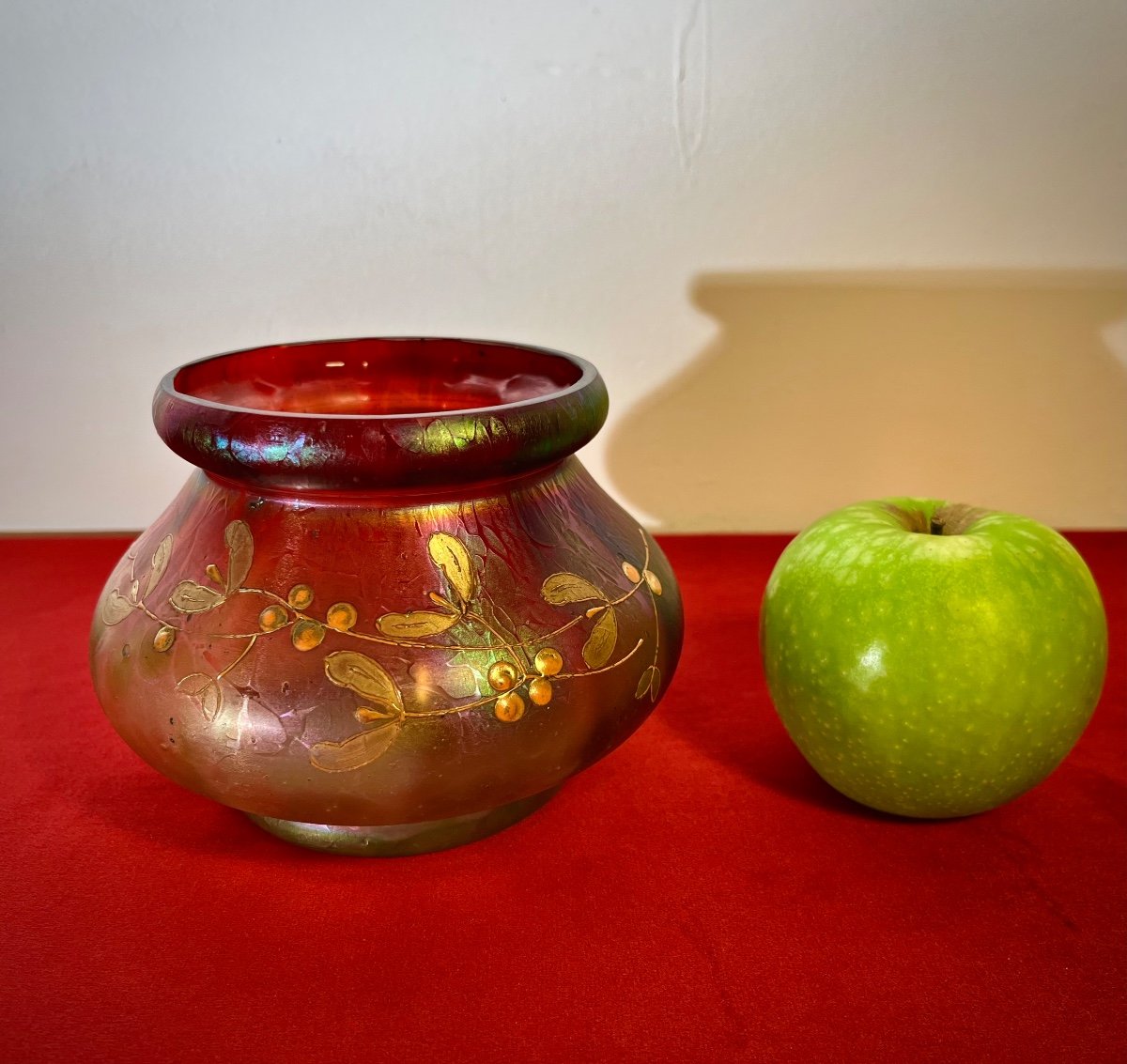 Ancien Vase En Verre Irisée -photo-4