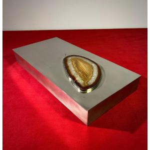 Maria Pergay - Silver Metal And Agate Box Circa 70