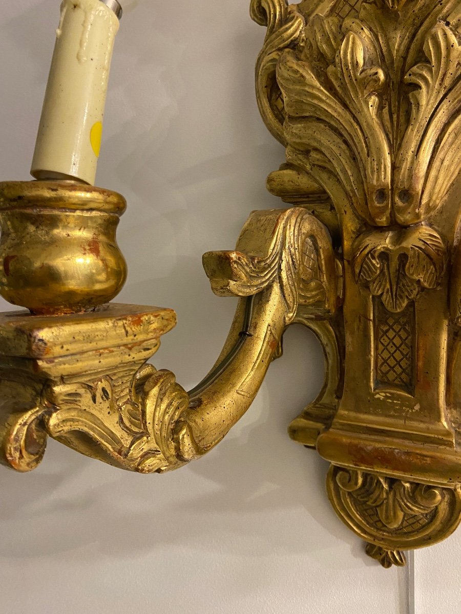 Pair Of Golden Wood Sconces-photo-4