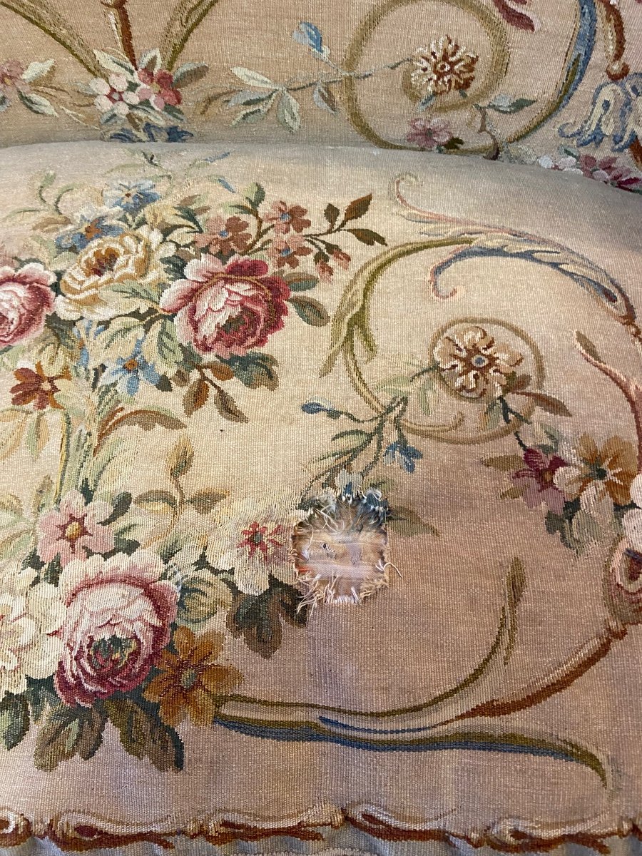 Banquette  Bois Dore Tapisserie Aubusson-photo-3