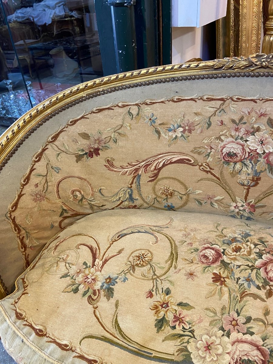 Banquette  Bois Dore Tapisserie Aubusson-photo-4