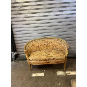 Banquette  Bois Dore Tapisserie Aubusson