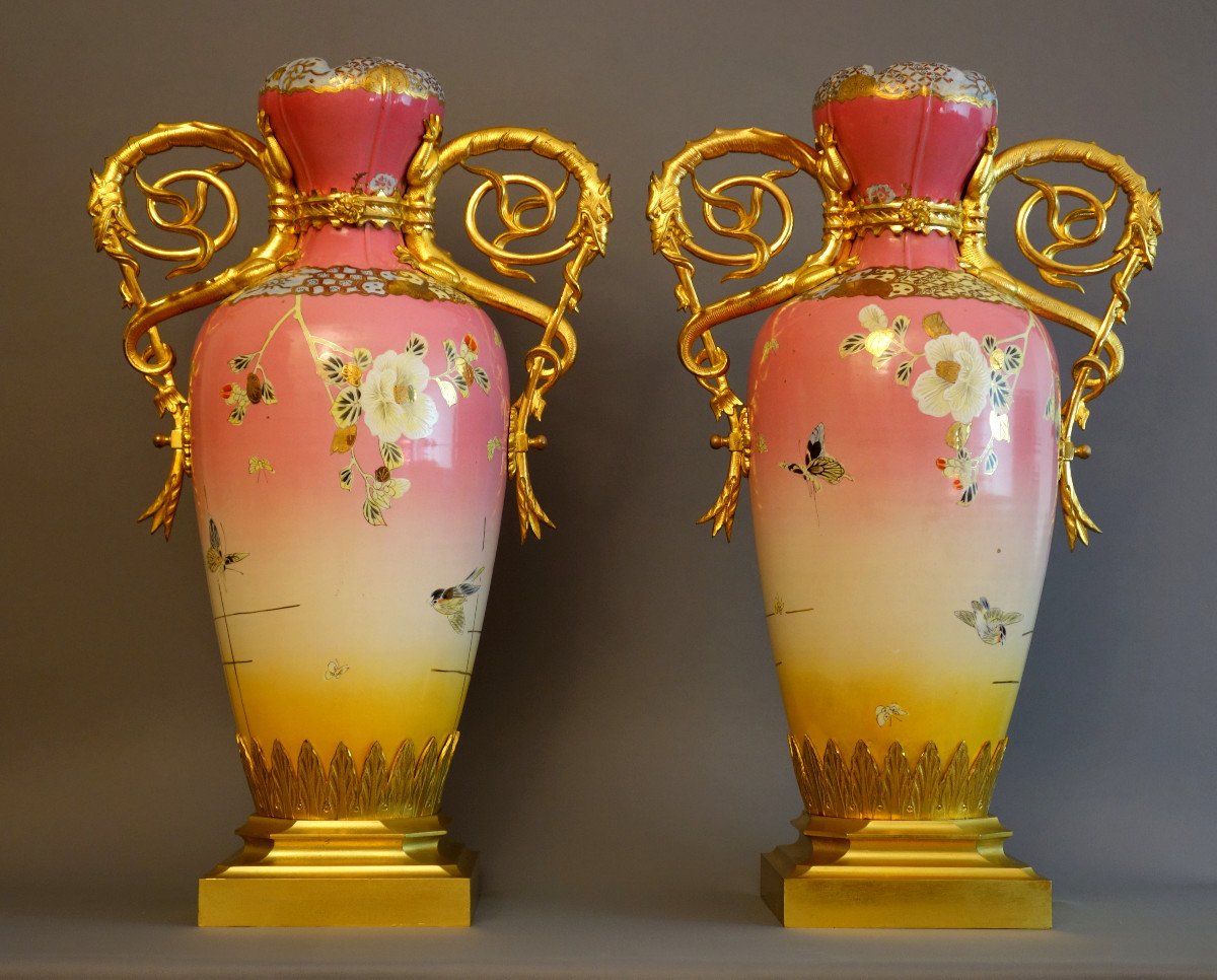 Pair Of Rare Large Nineteenth Century Vases-photo-2