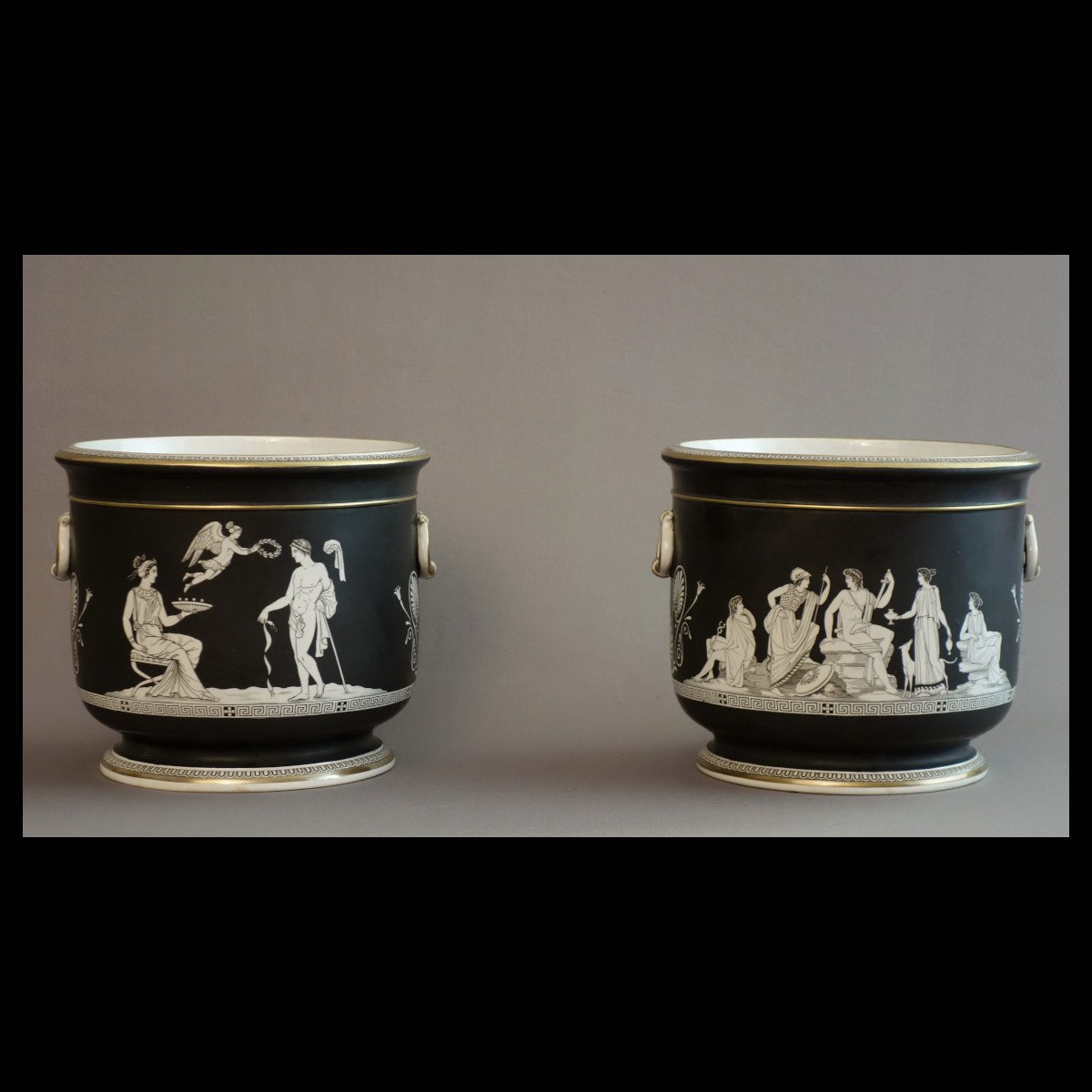 Pair Of Porcelain  Pot Covers From Paris 1820