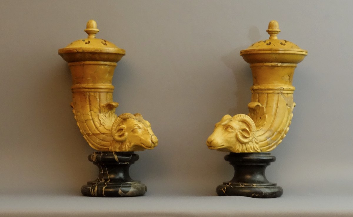 Pair Of Rare Pots Pourris In Rhytons Circa 1760