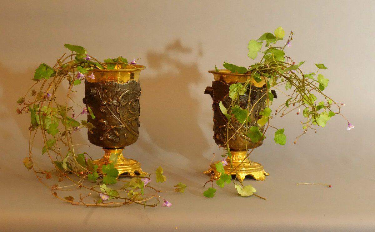 Pair Of Rare Miniature Vases 19th Century Restoration-photo-2