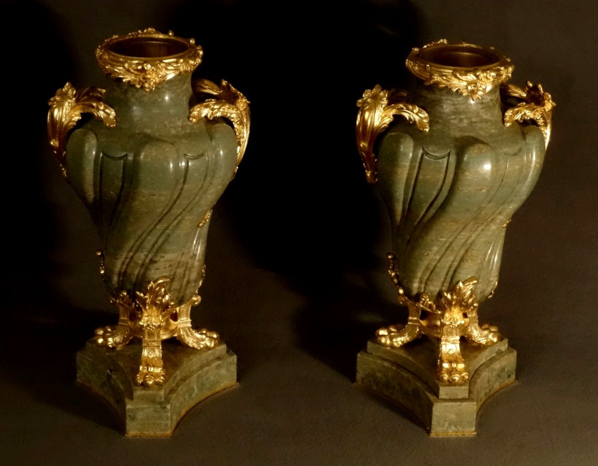    Paire De Grands Vases En Serpentine XIXe-photo-2