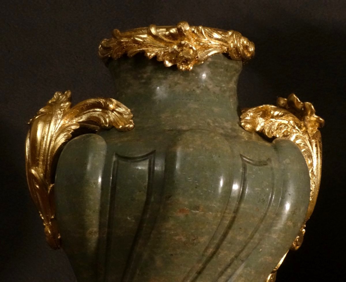    Paire De Grands Vases En Serpentine XIXe-photo-2