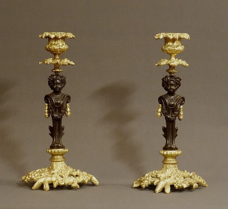 Pair Of Candlesticks With 19th Century Vines -photo-2