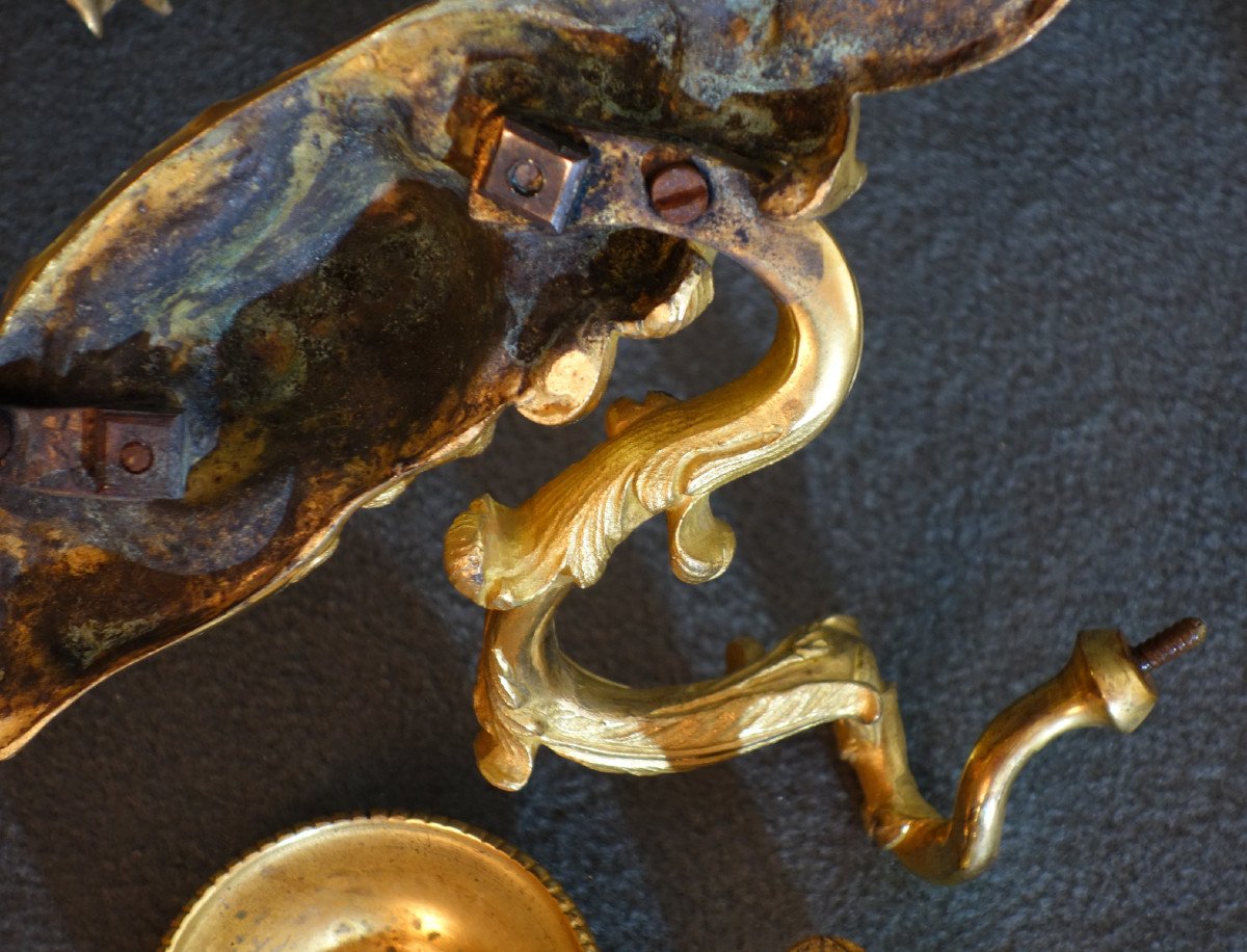 Pair Of Sconces “ Putti Blowers” From The Regence Period-photo-3