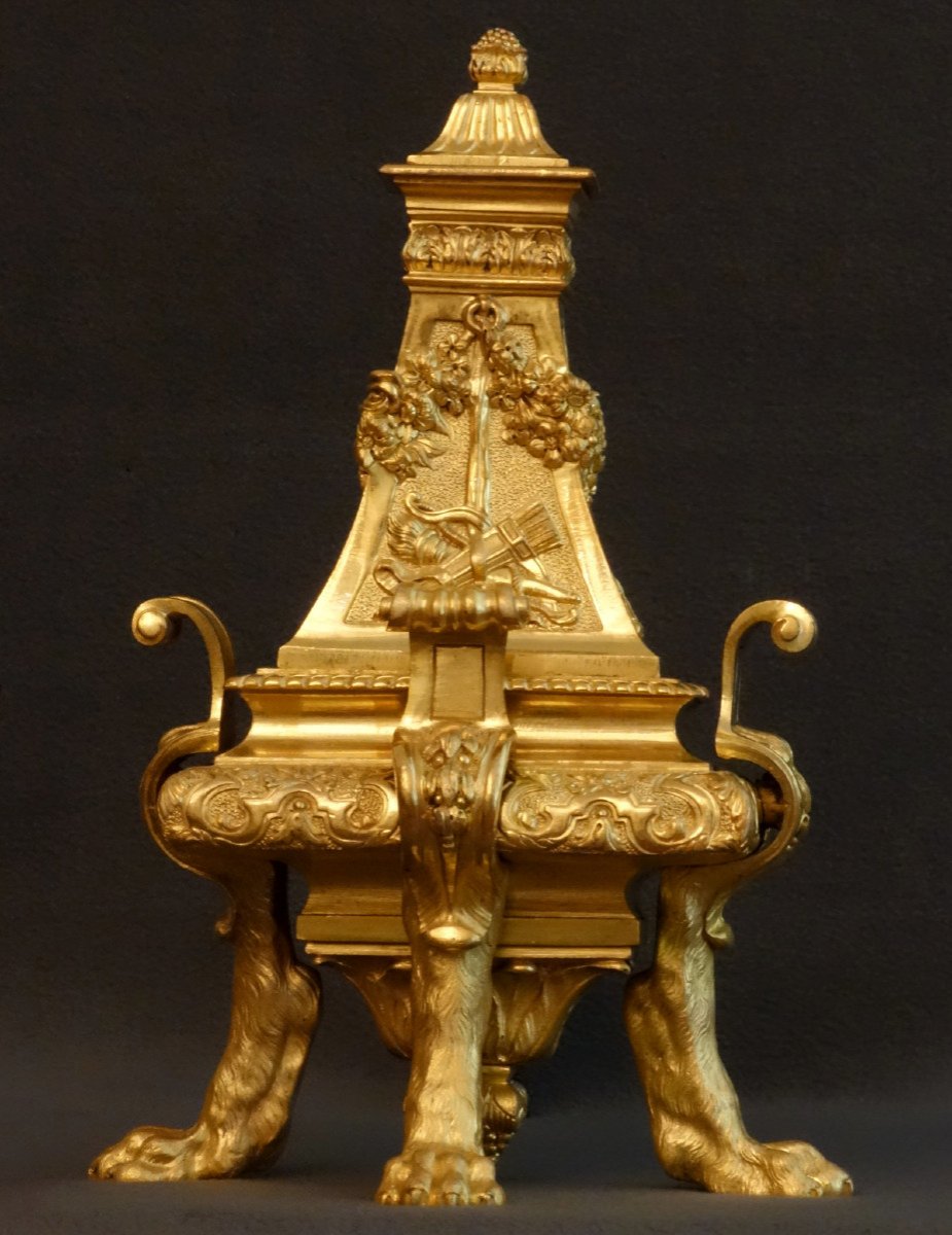 - Paire De Feux Vers 1720 De Boulle -photo-2