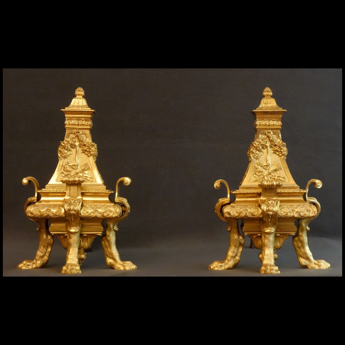 Pair Of Andirons Circa 1720 From Boulle