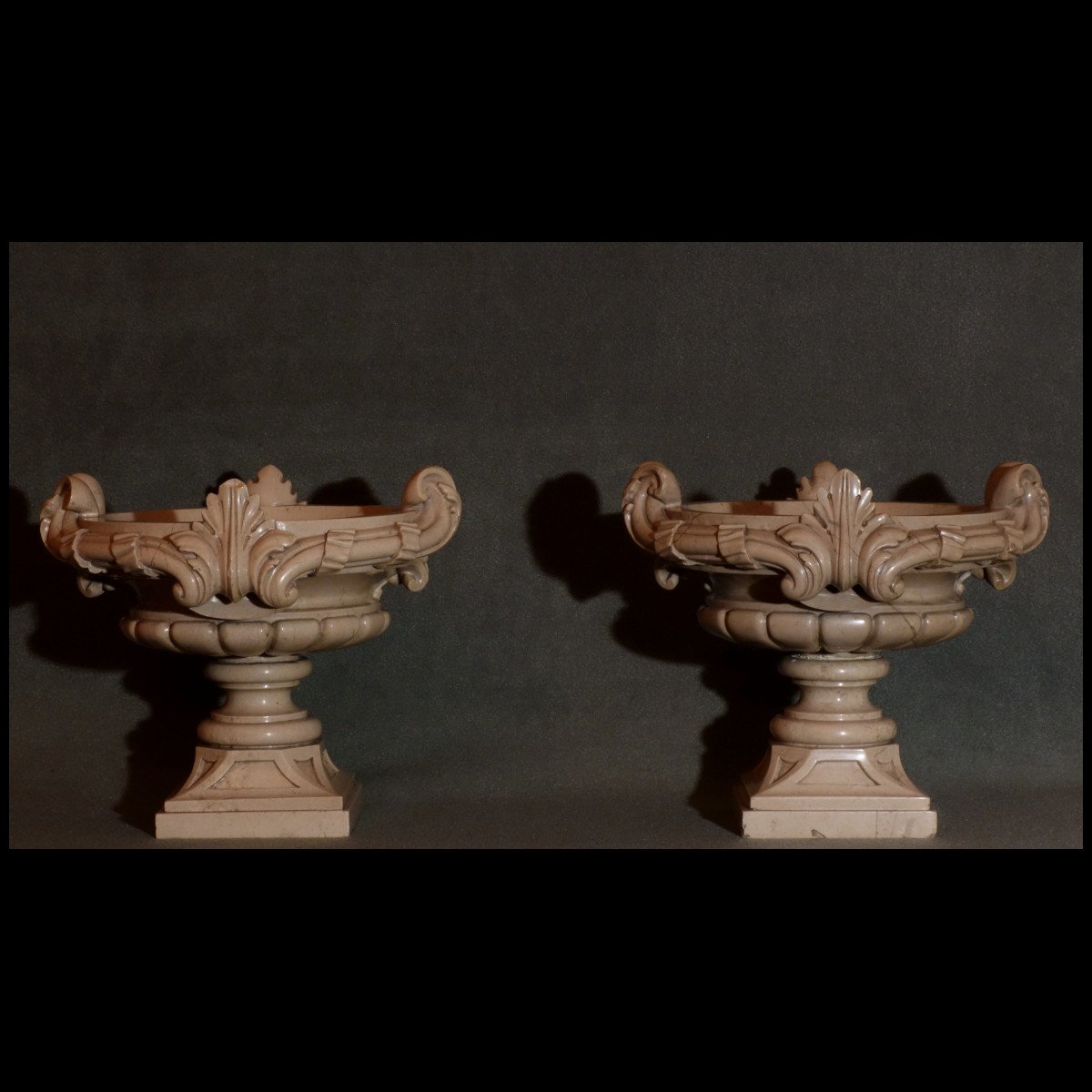 Pair Of Botticino Marble Basins From The Grand Tour XIXth