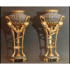 Pair Of Large Poured Pots After Gouthière 1830