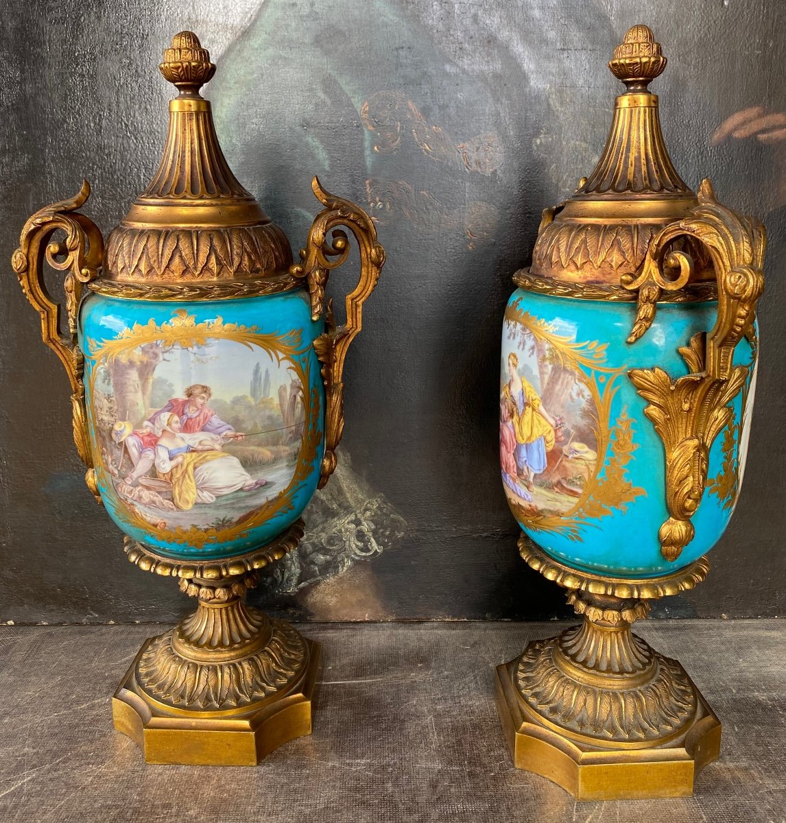 Pair Of XIXth Sèvres Vases-photo-2