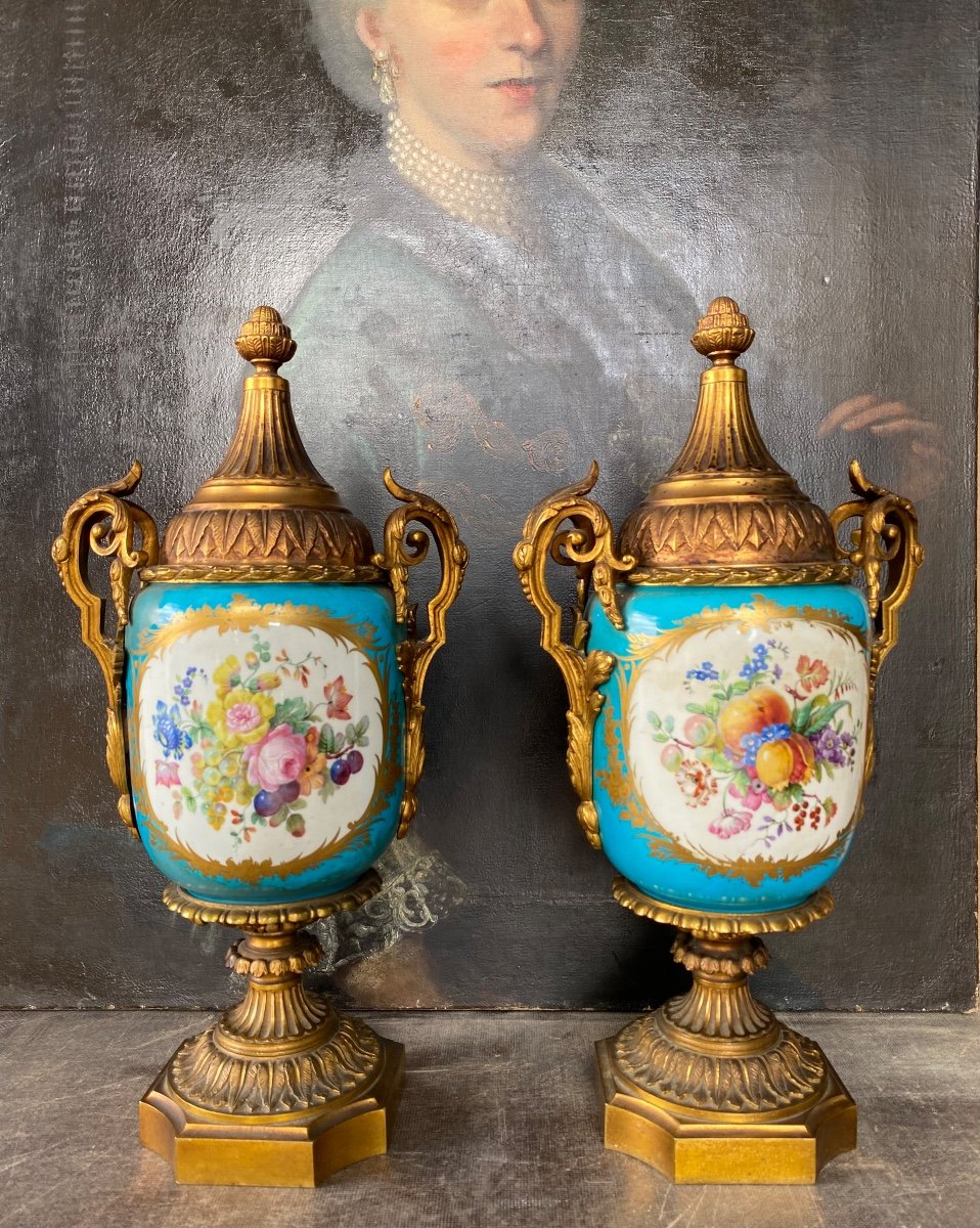 Pair Of XIXth Sèvres Vases-photo-3