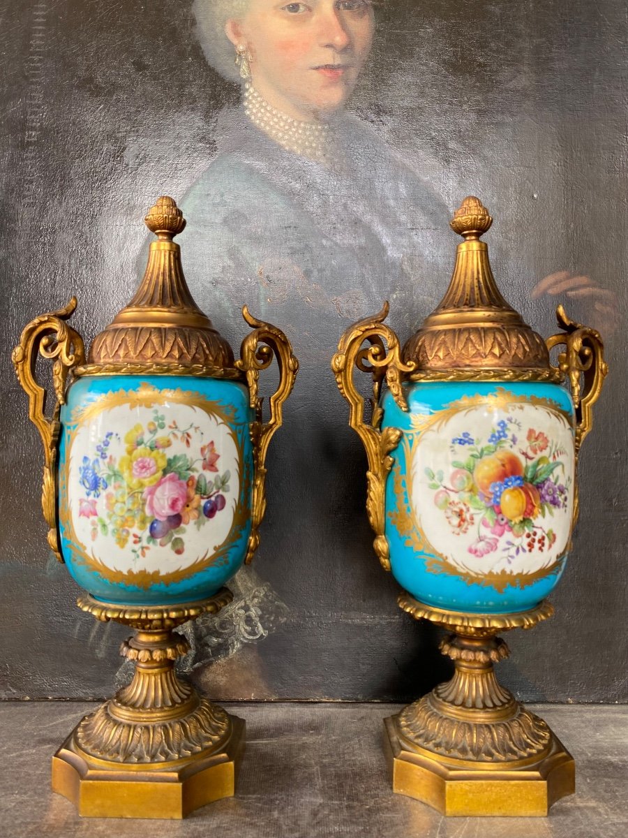 Pair Of XIXth Sèvres Vases-photo-4