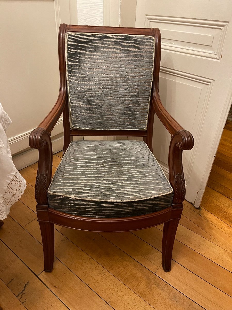 Pair Of Restoration Period Armchairs Stamped Marcus