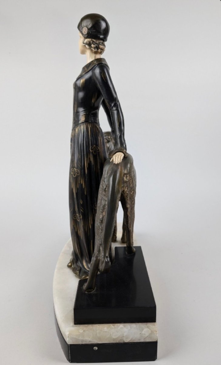 Art Deco Sculpture Signed Menneville 20th Century -photo-2