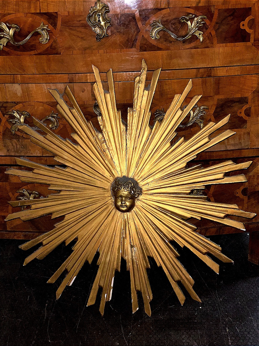 18th Century Carved Wooden Sun 