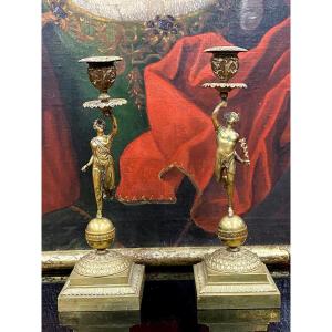 Pair Of Empire Period Candlesticks 