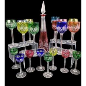  Saint Louis Cristalleries Set Of 20 Cut And Partially Colored Crystal Glasses 