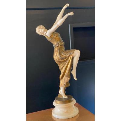 DESCOMPS JOE - Statue Chryséléphantine  « Danseuse aux castagnettes »XIX ème 