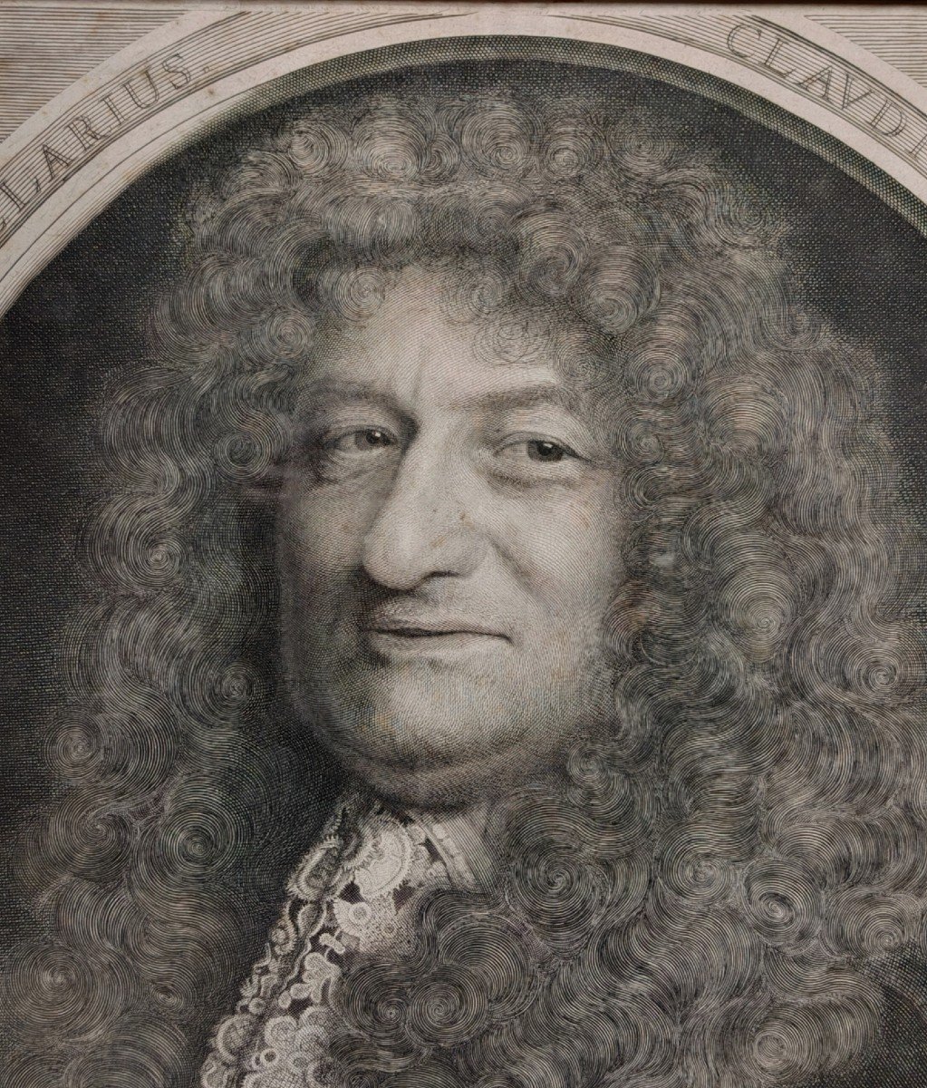 Gravure XVIIe Portrait de Claude Housset, Marquis de Trichâteau Daté De 1681.-photo-1