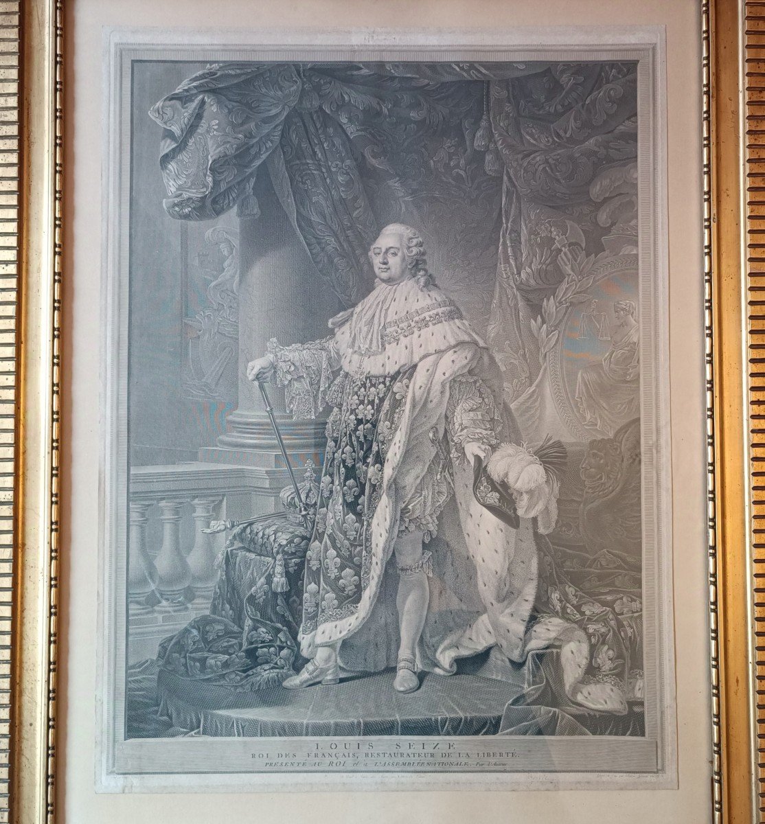 Louis XVI Roi De France Portrait Du Souverain En Tenue De Sacre Bervic 1790 Gravure.-photo-3