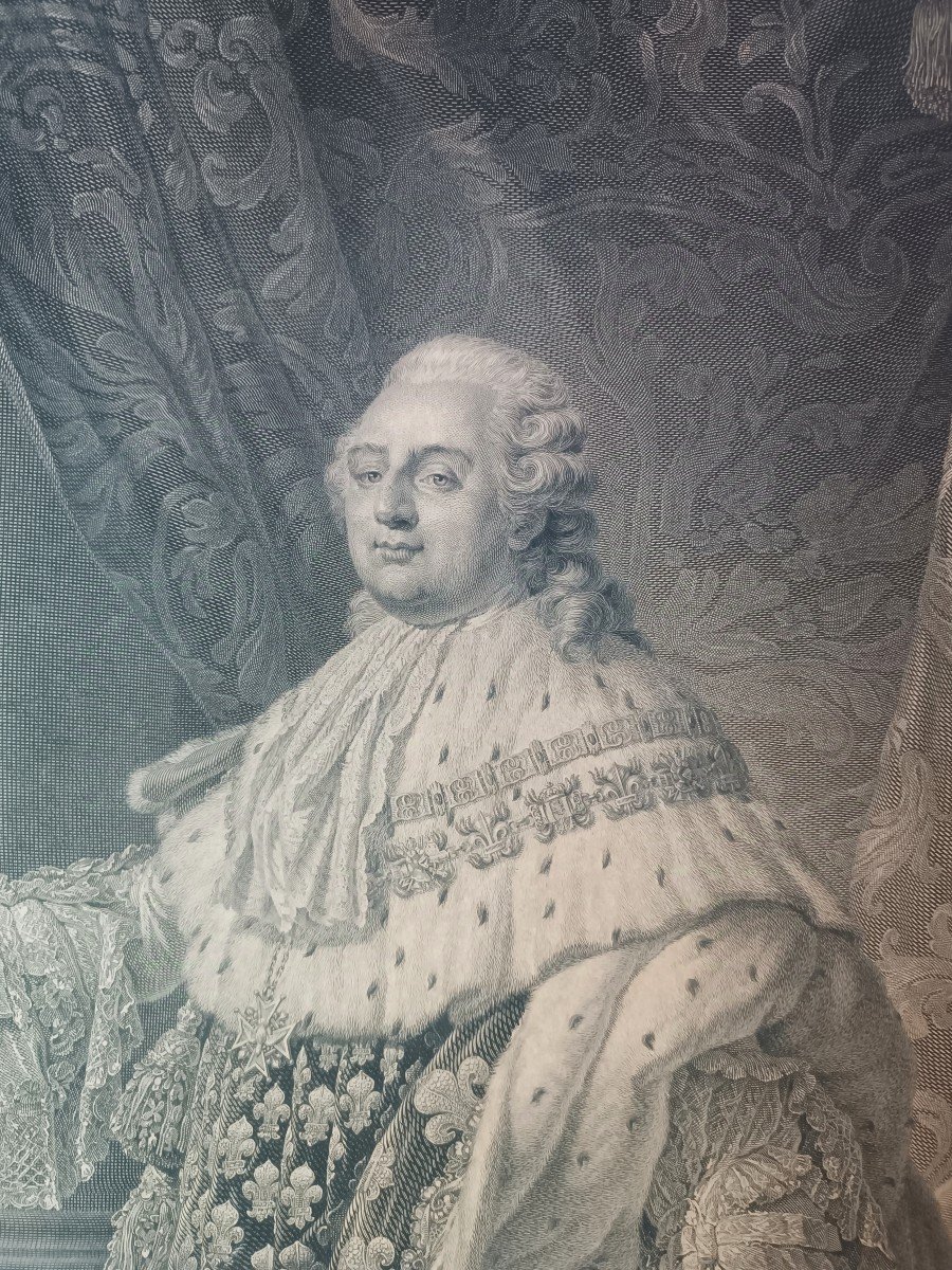 Louis XVI Roi De France Portrait Du Souverain En Tenue De Sacre Bervic 1790 Gravure.-photo-2