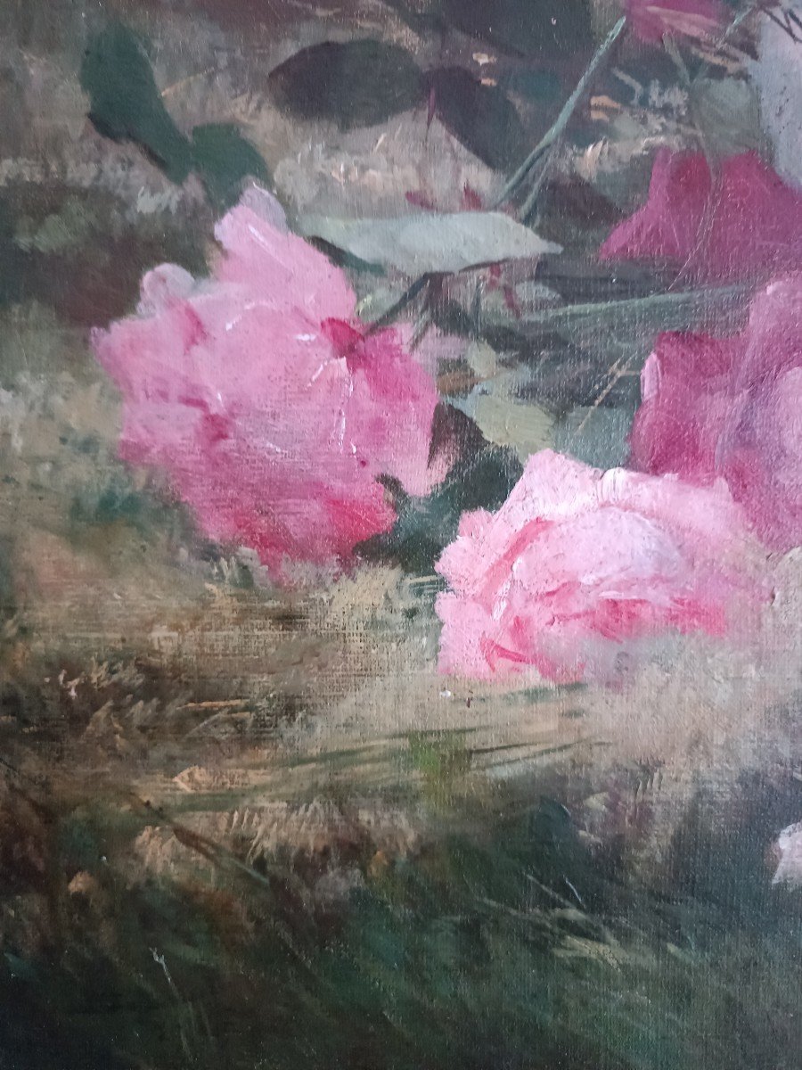 Tableau Paul Poirier Bouquet De Roses.-photo-2