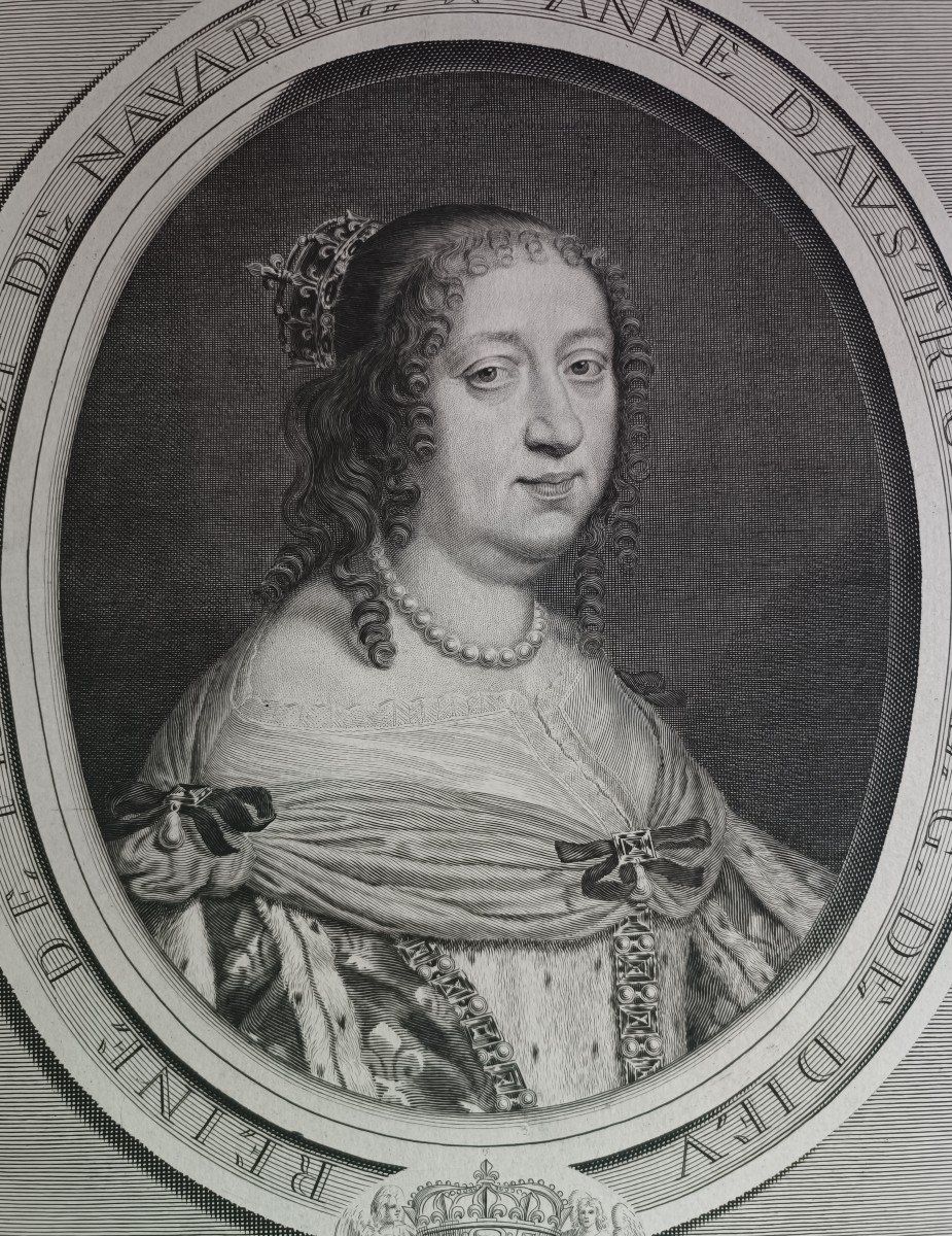 Gravure Portrait De La Reine Anne d'Autriche Par Nanteuil-photo-2