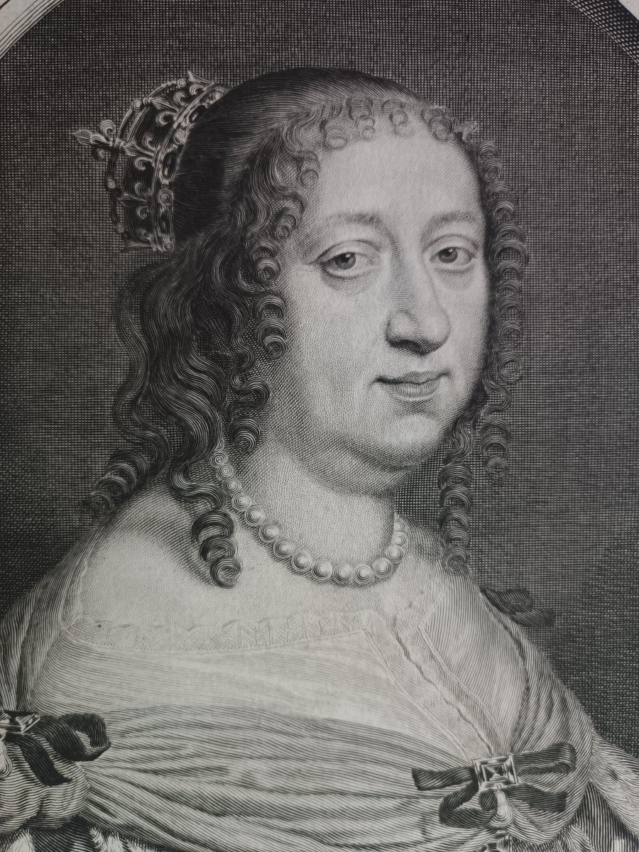 Gravure Portrait De La Reine Anne d'Autriche Par Nanteuil-photo-3