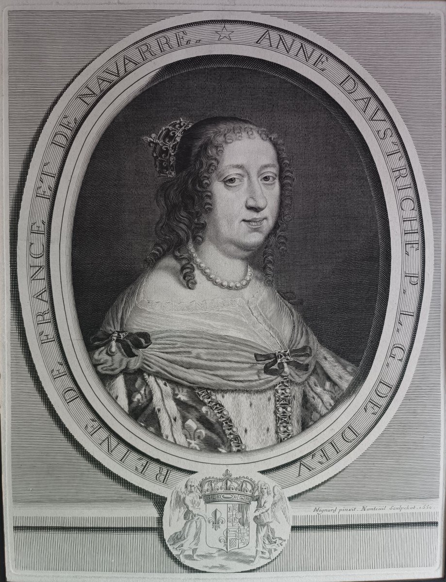 Gravure Portrait De La Reine Anne d'Autriche Par Nanteuil-photo-4