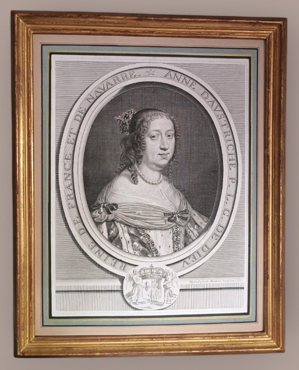 Gravure Portrait De La Reine Anne d'Autriche Par Nanteuil-photo-4