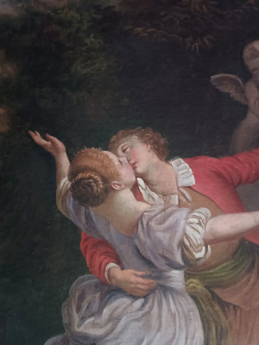 Tableau "Le Serment d'Amour" Jean-Honoré Fragonard Ecole française du XVIIIe -photo-2