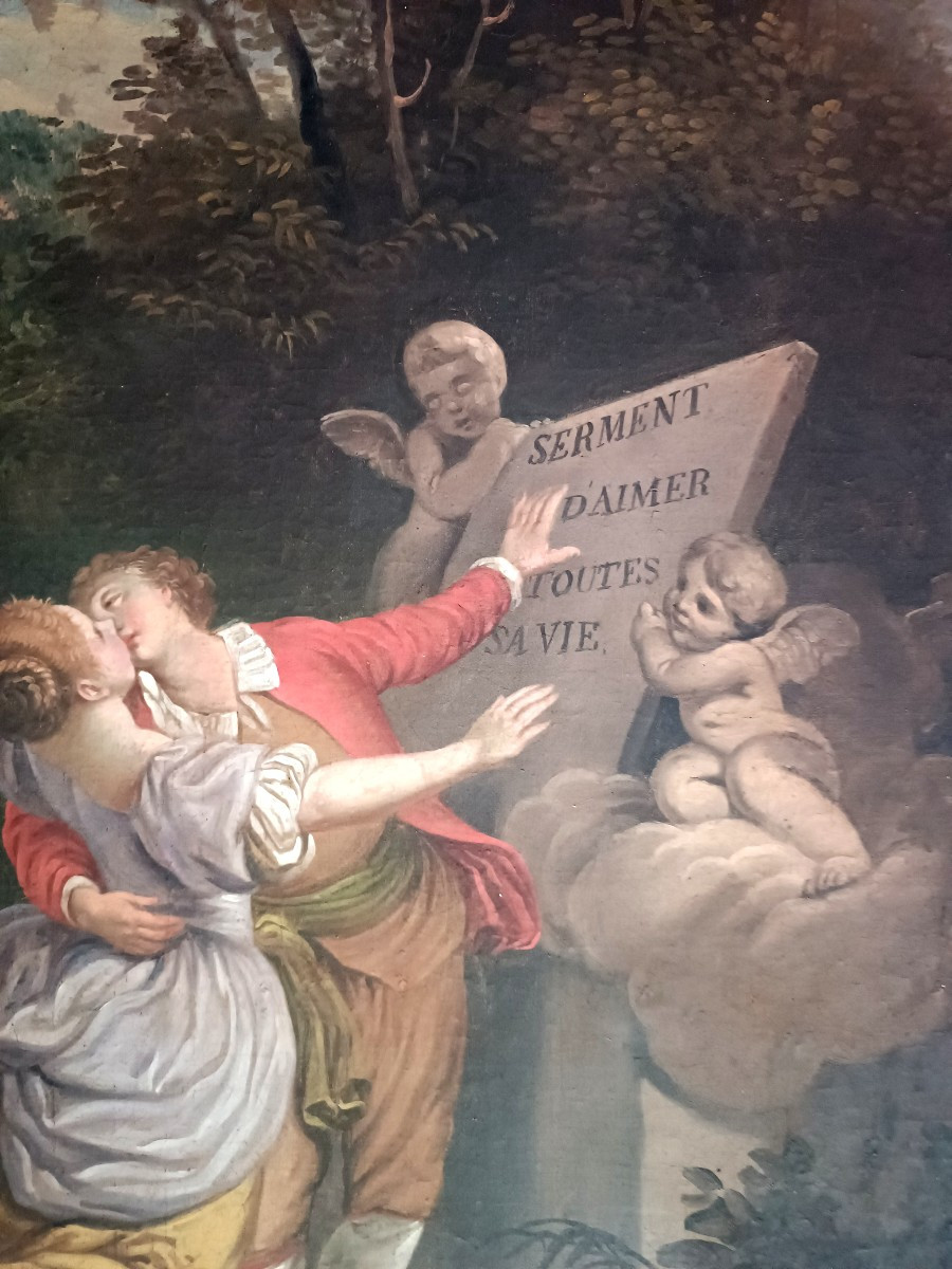 Tableau "Le Serment d'Amour" Jean-Honoré Fragonard Ecole française du XVIIIe -photo-2