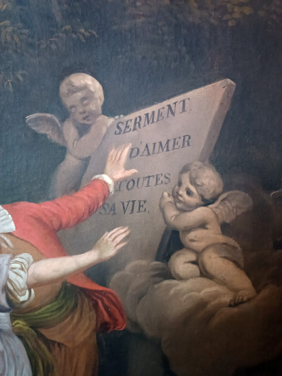 Tableau "Le Serment d'Amour" Jean-Honoré Fragonard Ecole française du XVIIIe -photo-5