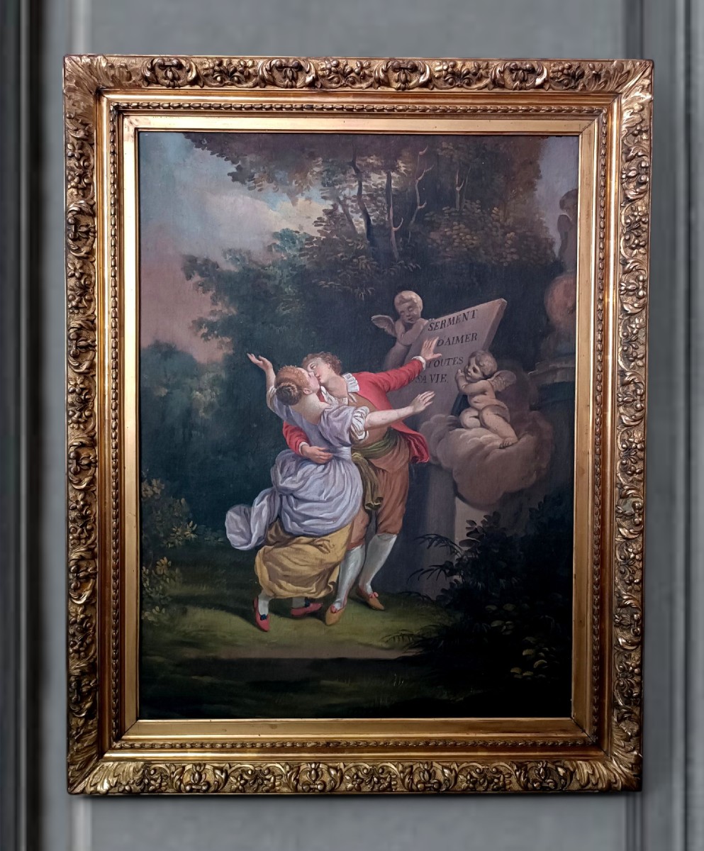 Tableau "Le Serment d'Amour" Jean-Honoré Fragonard Ecole française du XVIIIe 