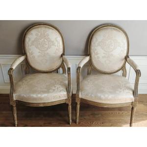 Paire de Fauteuils d'époque Louis XVI Estampille