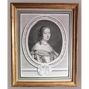 Gravure Portrait De La Reine Anne d'Autriche Par Nanteuil