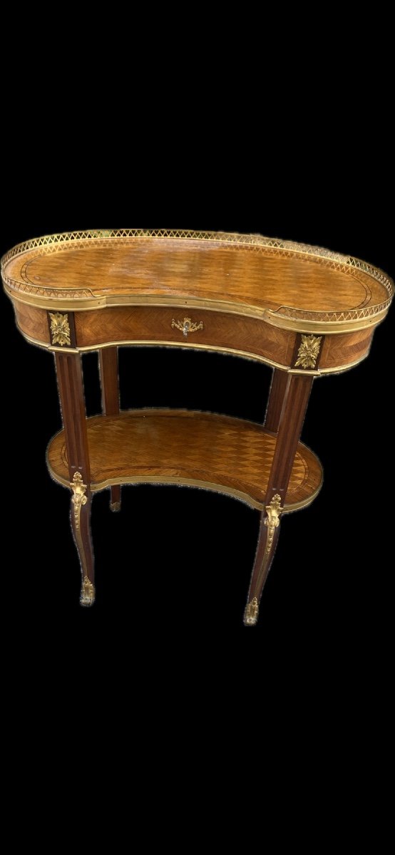 Kidney Salon Table In Marquetry And Bronze,