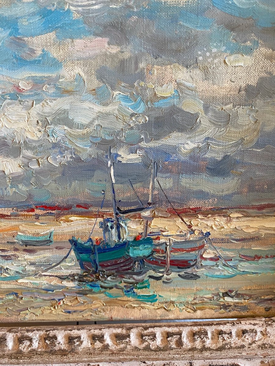 Jean Rigaud  Tableau Marine ``lesconil Ciel D ’Orage ´´-photo-2