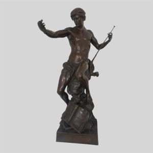  Statue En Bronze E. Picault "le Semeur d'Idées''